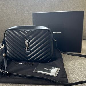 Saint Laurent Lou Camera Crossbody Bag in Quilted Leather